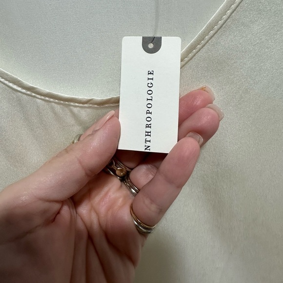 Anthropologie 100% Silk Blouse in Ivory size Small NWT - Picture 4 of 7